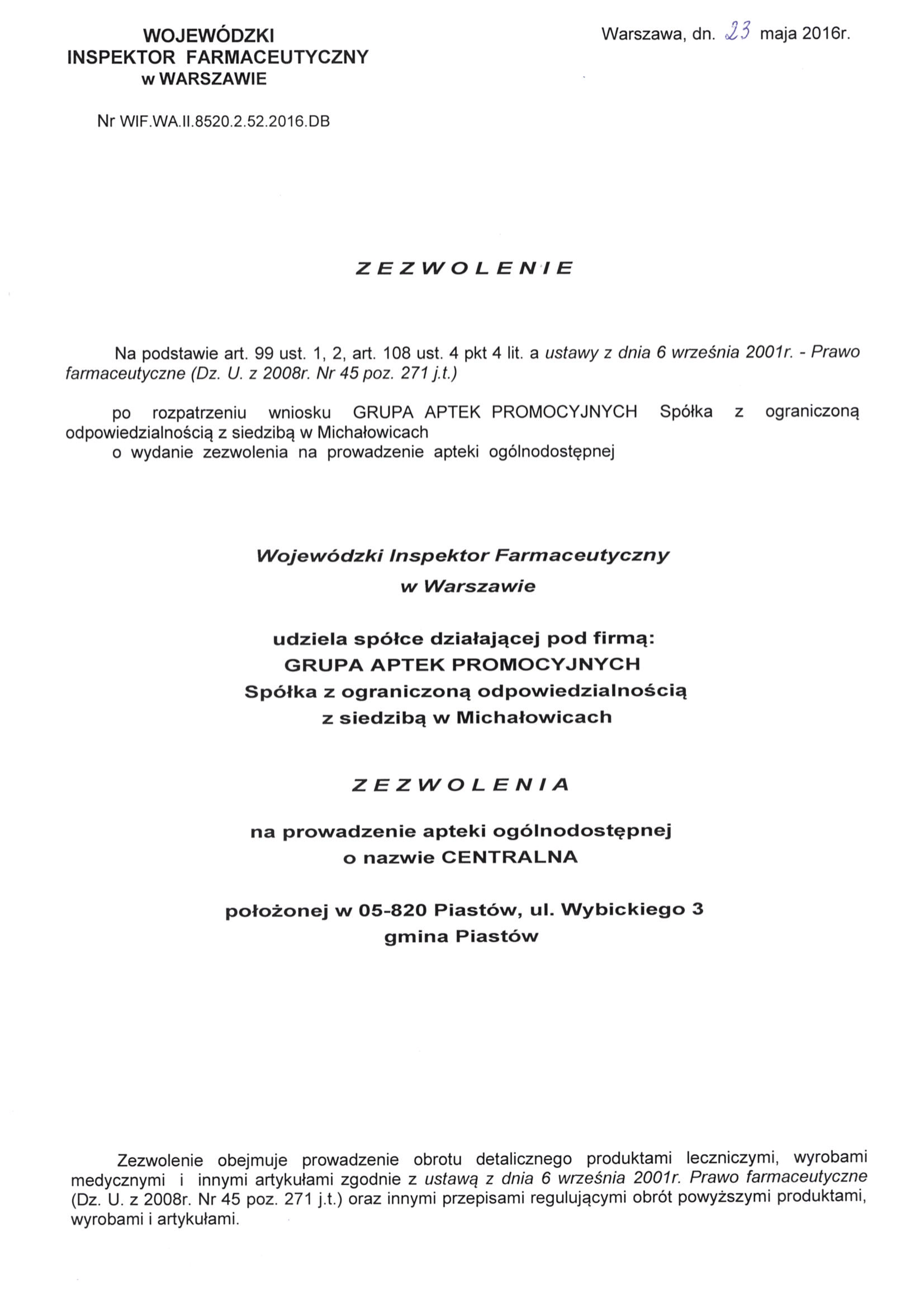 Zezwolenie 1