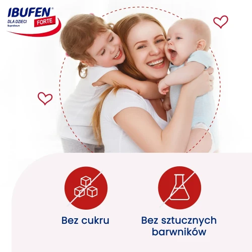 Ibufen Forte 200mg/5ml truskawkowy, zawiesina doustna, 100 ml - Syrop dla dzieci na ból i gorączkę - 4