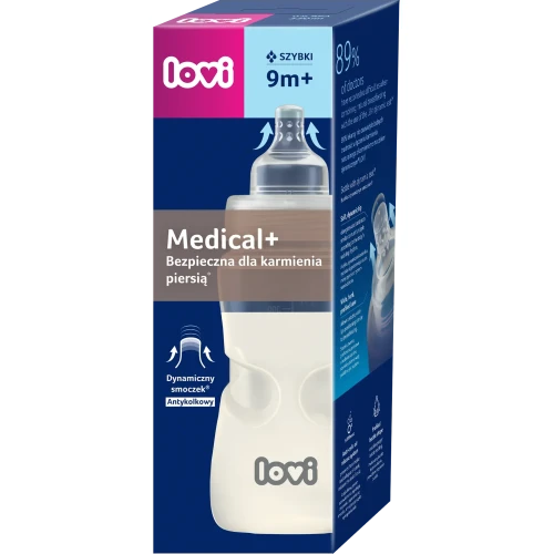 Lovi Butelka Medical+, 330 ml - Antykolkowa do karmienia niemowląt powyżej 9. miesiąca życia - 1