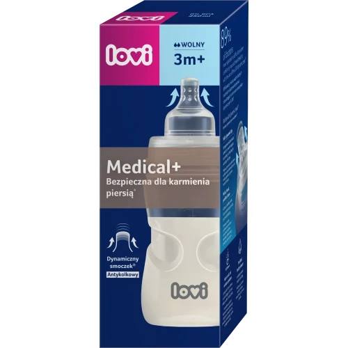 Lovi Butelka Medical+, 250 ml - Do karmienia niemowląt powyżej 3. roku życia - 1