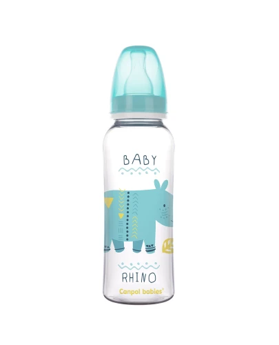 Canpol Babies Butelka wąska Africa, 250 ml - Z okrągłym smoczkiem silikonowy o szybkim przepływie - 1