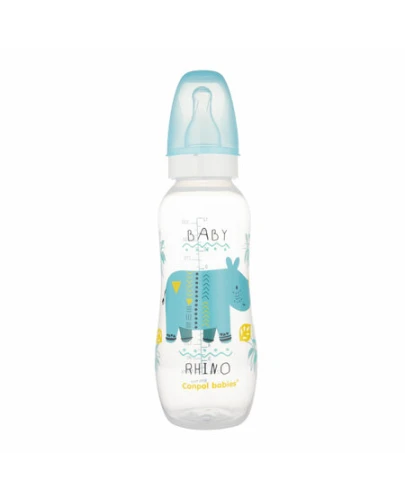 Canpol Babies Butelka wąska Africa, 330 ml - Z okrągłym smoczkiem silikonowym o szybkim przepływie - 1