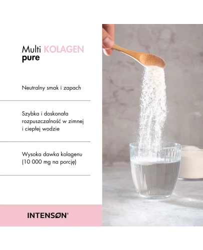 Intenson Multi Kolagen Pure proszek, 300 g - Pięć typów kolagenu, które zapewniają kompleksowe wsparcie wyglądu i elastyczności skóry - 3