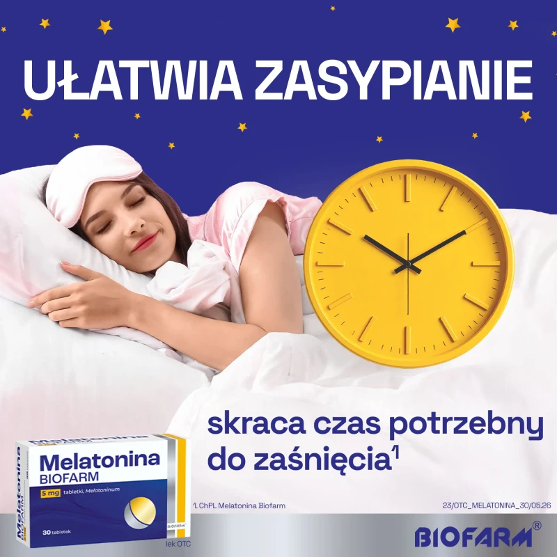 Melatonina Biofarm 5 mg 30 tabletek - Pomocniczo stosowana w leczeniu zaburzeń rytmu snu i czuwania - 2