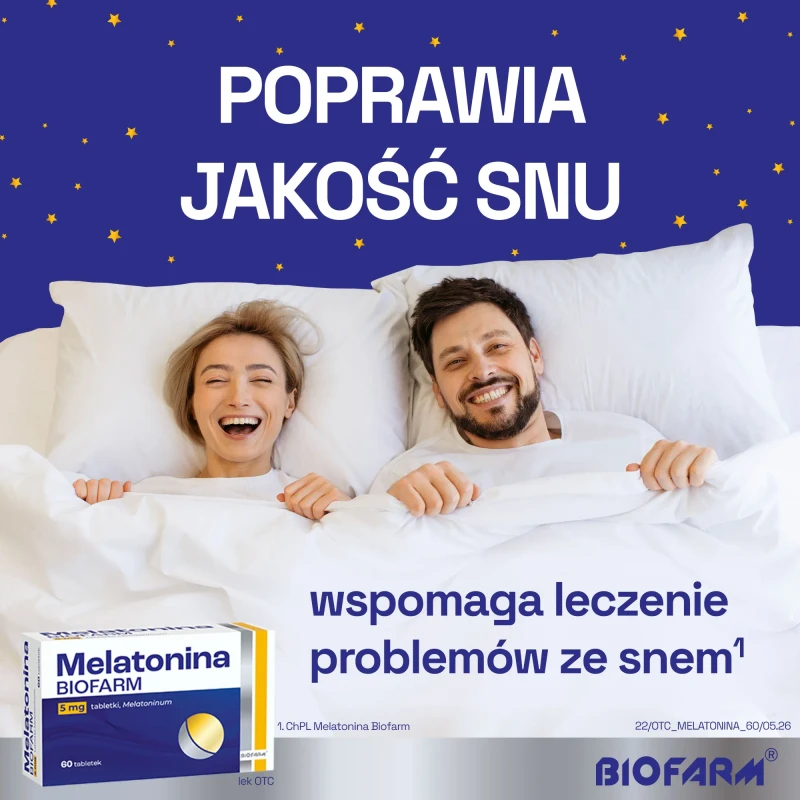 Melatonina Biofarm 5 mg, 60 tabletek - Pomocniczo stosowana w leczeniu zaburzeń rytmu snu i czuwania - 3