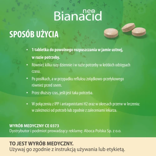 Aboca NeoBianacid, 45 tabletek do ssania - Chroni błonę śluzową żołądka, naturalny preparat na zgagę - 4