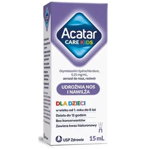 Acatar Care Kids, 0,25mg/ml, aerozol do  nosa, 15ml - Zmniejsza obrzęk, co ułatwia swobodne oddychanie przez nos - 1