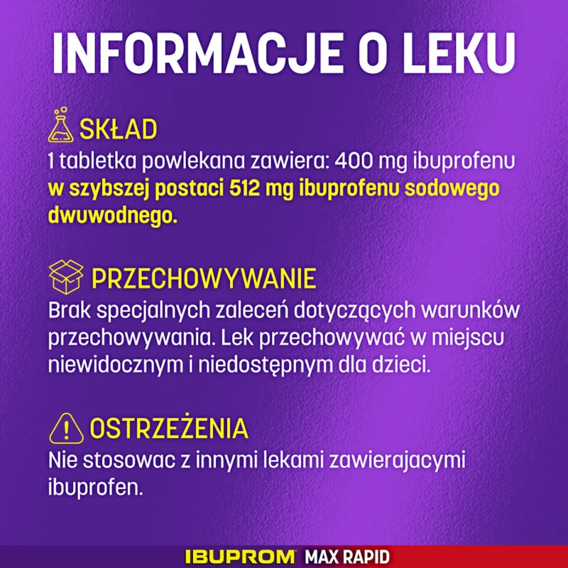 Ibuprom Max Rapid, 12 tabletek powlekanych - O działaniu przeciwbólowym, przeciwgorączkowym i przeciwzapalnym - 2
