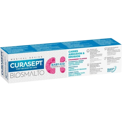Curasept Biosmalto Baby-Kid, smak truskawkowy, pasta do zębów z fluorem dla dzieci 6. miesięcy – 6 lat, 50 ml - Remineralizuje szkliwo zębów mlecznych - 2