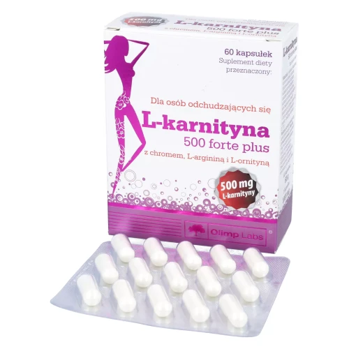 Olimp L-Karnityna 500 Forte Plus, 60 kapsułek - Suplement diety ze składnikami wspierającymi odchudzanie - 1