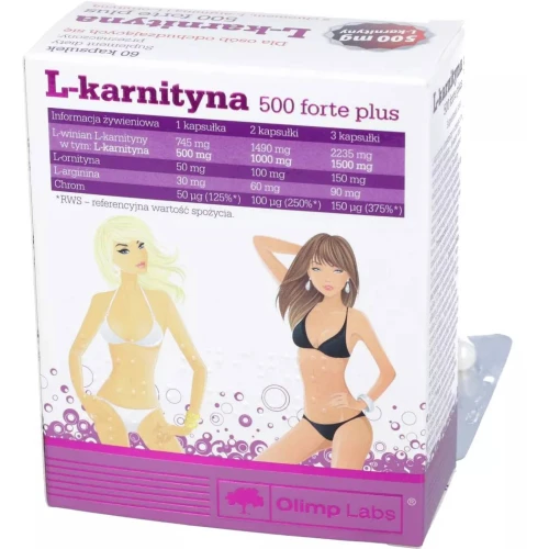 Olimp L-Karnityna 500 Forte Plus, 60 kapsułek - Suplement diety ze składnikami wspierającymi odchudzanie - 2