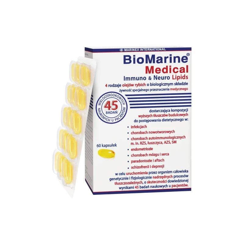 Biomarine Medical Immuno & Neuro Lipids, 60 kapsułek - Z połączeniem 4 rodzajów olejów rybich - 1