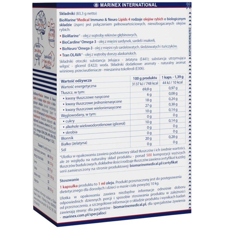 Biomarine Medical Immuno & Neuro Lipids, 60 kapsułek - Z połączeniem 4 rodzajów olejów rybich - 2