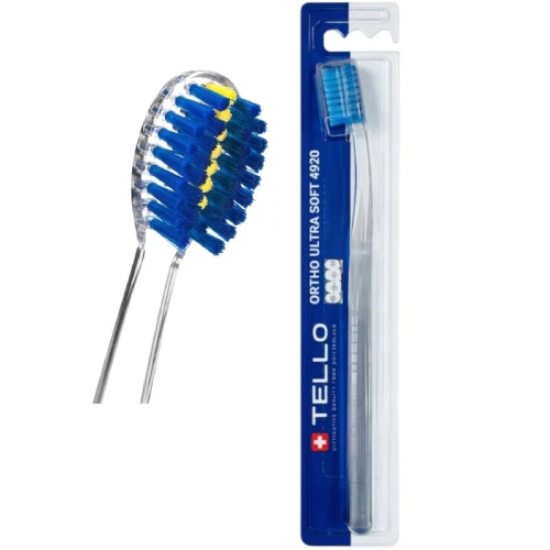 Tello Ortho Ultra Soft 4920 szczoteczka do zębów, 1 sztuka - Dla osób noszących stałe aparaty ortodontyczne - 1