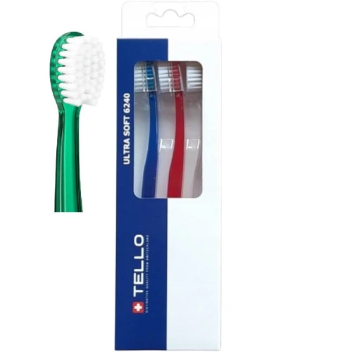 Tello 6240 Szczoteczka do mycia zębów Ultra Soft, 3 sztuki - Ultra miękka szczoteczka do zębów - 1