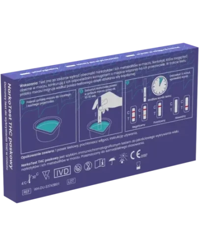 Narko Test THC paskowy domowy test do wykrywania THC w moczu, 1 sztuka - Wygodna metoda uzyskania wyniku w zaledwie kilka minut - 1