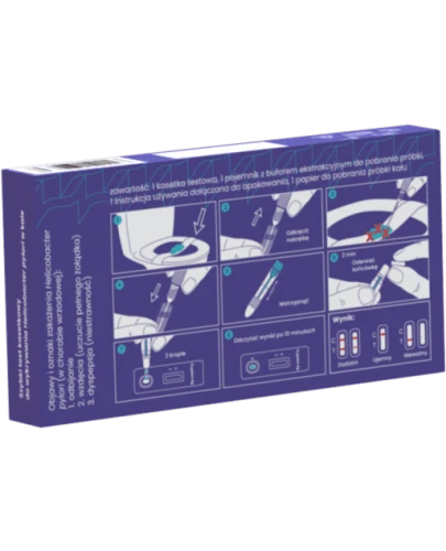 Helicobacter pylori Szybki test kasetkowy, 1 sztuka - Szybki test kasetkowy do wykrywania Helicobacter pylori w kale - 1