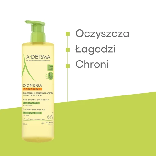 A-Derma Exomega Control Olejek, 750 ml - Emolient pod prysznic, pielęgnuje cerę suchą, skłonną do atopii - 4