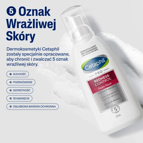 Cetaphil Pro Redness Control, pianka do mycia twarzy,  236 ml - Dla osób ze skłonnościami do zaczerwienień i trądziku różowatego - 5