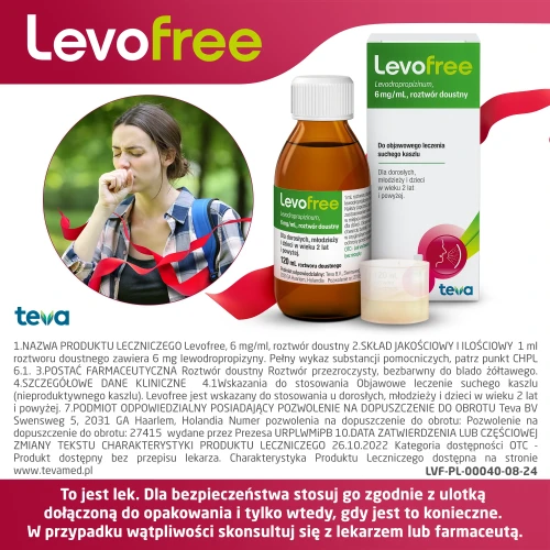 Levofree syrop 120 ml - Łagodzi objawy suchego, nieproduktywnego kaszlu - 4