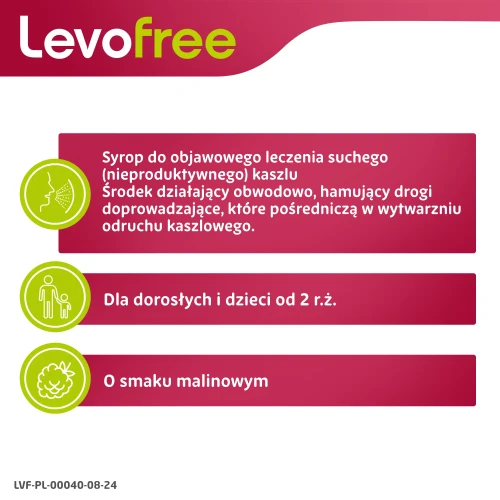 Levofree syrop 120 ml - Łagodzi objawy suchego, nieproduktywnego kaszlu - 6
