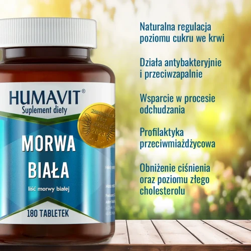 Humavit Morwa Biała, 180 tabletek - Ogranicza wzrost glukozy we krwi po posiłku - 2