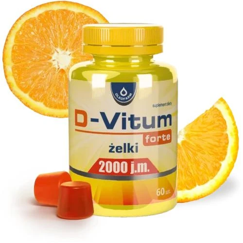 D-Vitum Forte 2000 j.m. żelki, 60 sztuk - Pomarańczowe żelki z witaminą D - 1
