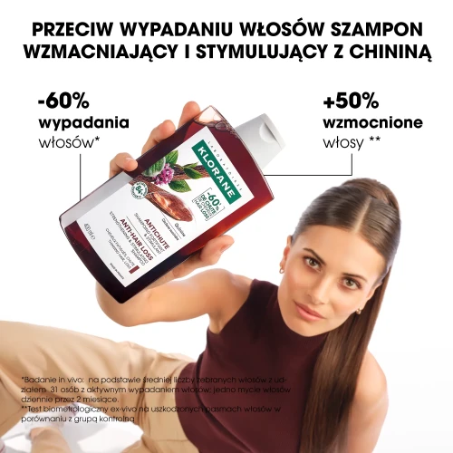 Klorane Chinina, Szarotka, szampon przeciw wypadaniu włosów, 400 ml - Wzbogacony witaminami z grupy B, wspomaga kondycję włosów  - 5
