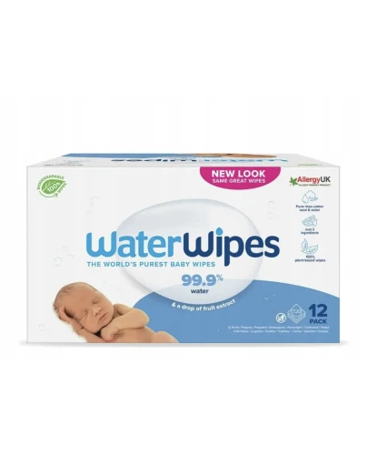 WaterWipes Bio Chusteczki nawilżane dla niemowląt, 12 x 60 sztuk - Dla skóry wrażliwej i podatnej na podrażnienia od pierwszych dni życia - 1