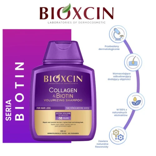 Bioxcin Collagen&Biotin Szampon dodający objętości, 300 ml - Wzmacniająco – odbudowujący - 2