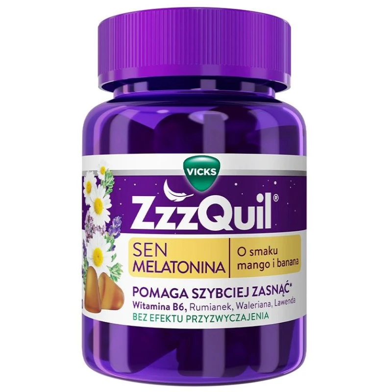 ZzzQuil Natura żelki o smaku mango i banana, 30 sztuk - Melatonina z witaminą B6 i wyciągami roślinnymi - 1