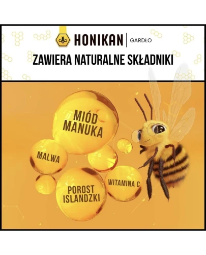 Honikan Gardło 2-fazowe pastylki do ssania smak cytrynowy, 16 sztuk - Wspomagają naturalne nawilżanie błony śluzowej jamy ustnej i gardła - 2