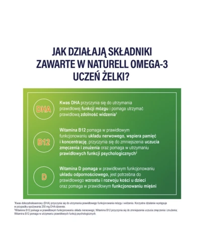 Naturell Omega-3 Uczeń żelki,  27 sztuk - Kwasy omega–3 plus witaminy dla dzieci powyżej 3. roku życia - 2