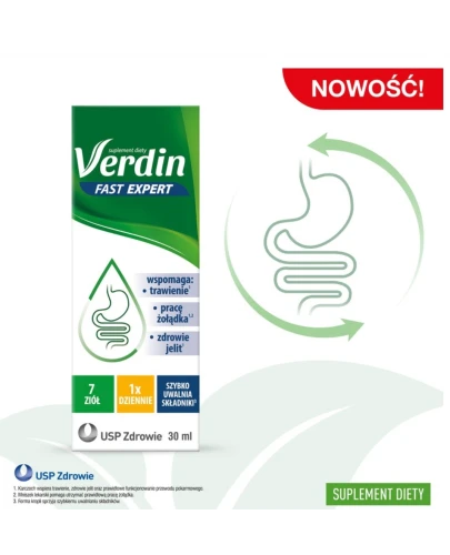 Verdin Fast Expert krople, 30 ml - Z ziołami, które wspomagają trawienie, wspierają pracę żołądka i zdrowie jelit - 1
