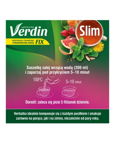 Verdin Fix Slim, 20 saszetek - Kompozycja 6 ziół, która wspomaga trawienie i prawidłową wagę - 3