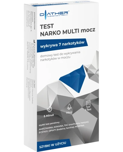 Diather Test Narko Multi Mocz Szybki test panelowy do wykrywania narkotyków w moczu, 1 sztuka - Szybkie wyniki, łatwa obsługa i wysoka dokładność - 1