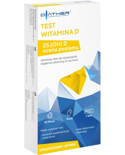 Diather Test Witamina D Domowy test do oznaczenia stężenia witaminy D we krwi, 1 sztuka - Wykrywa niedobory wit. D w zalewie 10 minut - 2