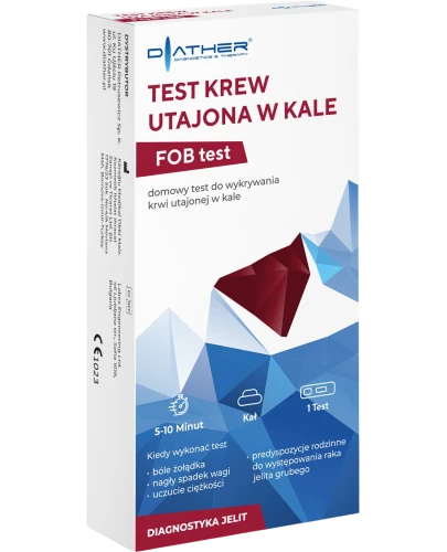 Diather Test Krew utajona w kale FOB test, 1 sztuka - Szybki i łatwy test do wykrywania krwi utajonej w kale - 1
