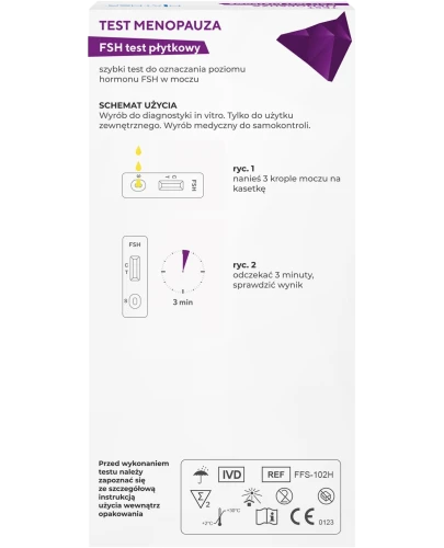 Diather Test Menopauza FSH test płytkowy, 2 sztuki - Precyzyjny test płytkowy dla kobiet w okresie przekwitania - 2