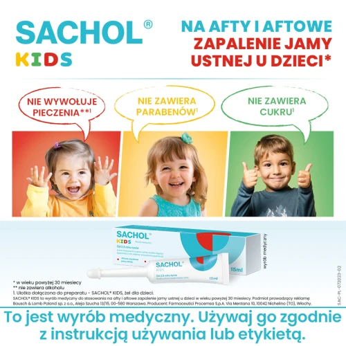 Sachol Kids, żel 15 g - Żel na afty dla dzieci od 2,5 roku życia - 3
