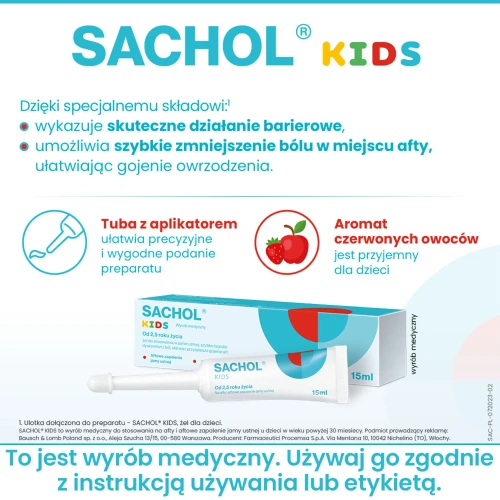 Sachol Kids, żel 15 g - Żel na afty dla dzieci od 2,5 roku życia - 4
