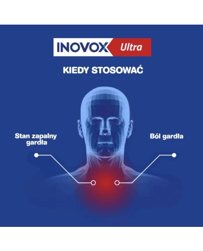 Inovox Express smak miętowy, 2 mg + 0,6 mg + 1,2 mg, 24 pastylki twarde - Z lidokainą, łagodzą objawy bólu gardła - 2