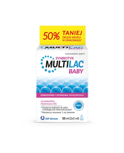 Multilac Baby, krople 2 x 5 ml - Synbiotyk dla niemowląt i małych dzieci - 1