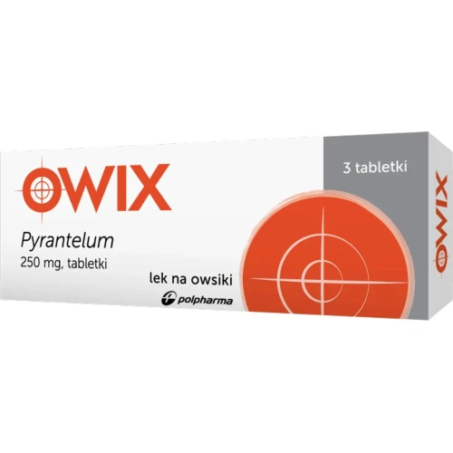 Pyrantelum Owix 250mg tabletki, 3 sztuki - Lek przeciwpasożytniczy stosowny w leczeniu zakażenia jelitowego owsikami - 1