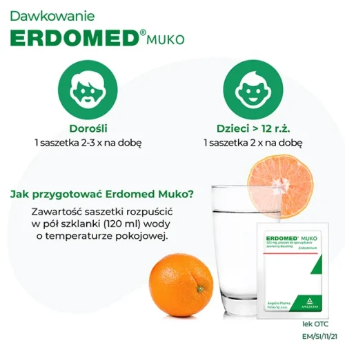 Erdomed Muko proszek do sporządzania zawiesiny doustnej, 20 saszetek - Z erdosteiną, rozrzedza i ułatwia wykrztuszanie - 4