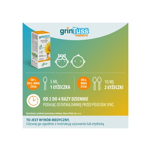 Aboca GrinTuss Pediatric syrop, 180g - Z babką lancetowatą, miodem i kocanką na suchy i mokry kaszel - 2