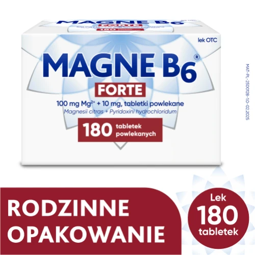 Magne B6 Forte, 180 tabletek powlekanych - Uzupełnienie niedoborów magnezu i/lub witaminy B6 - 1