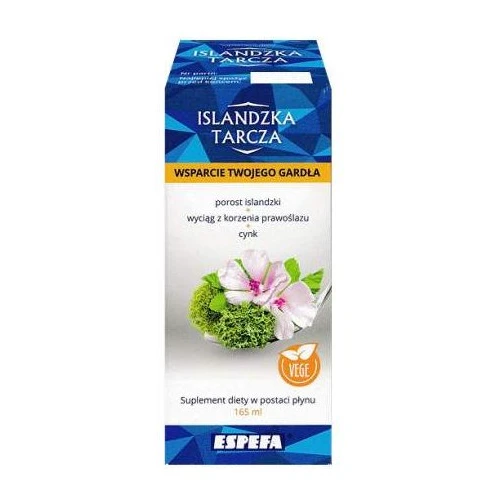 Islandzka Tarcza wsparcie twojego gardła, płyn, 165ml - Z porostem islandzkim, wyciągiem z korzenia prawoślazu oraz cynkiem - 1