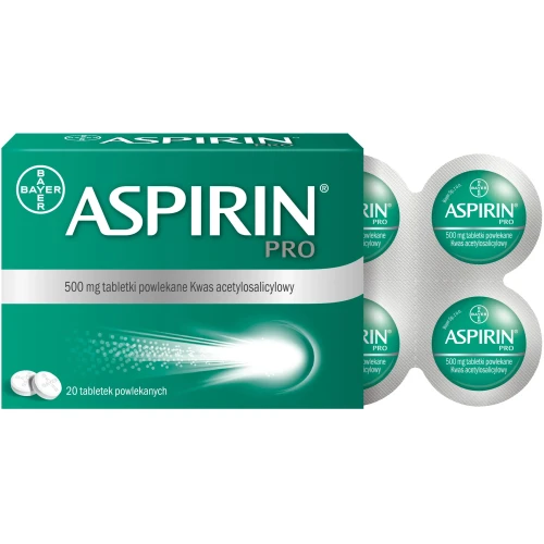 Aspirin Pro 500 mg, 20 tabletek powlekanych - Na gorączkę i  umiarkowany ból - 1
