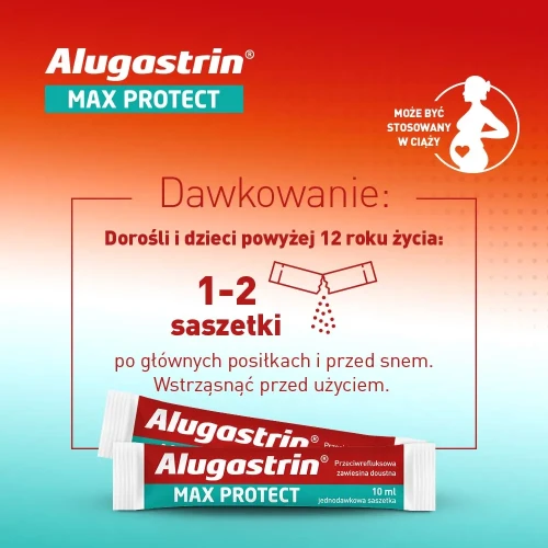 Alugastrin Max Protect, saszetki 10 x 10 ml - Przeciwrefluksowa zawiesina doustna - 4